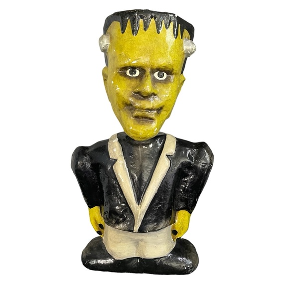 Dept 56 Frankenstein Bobble Head 18” Retired Papier-mâché Department Black Green - Picture 1 of 11